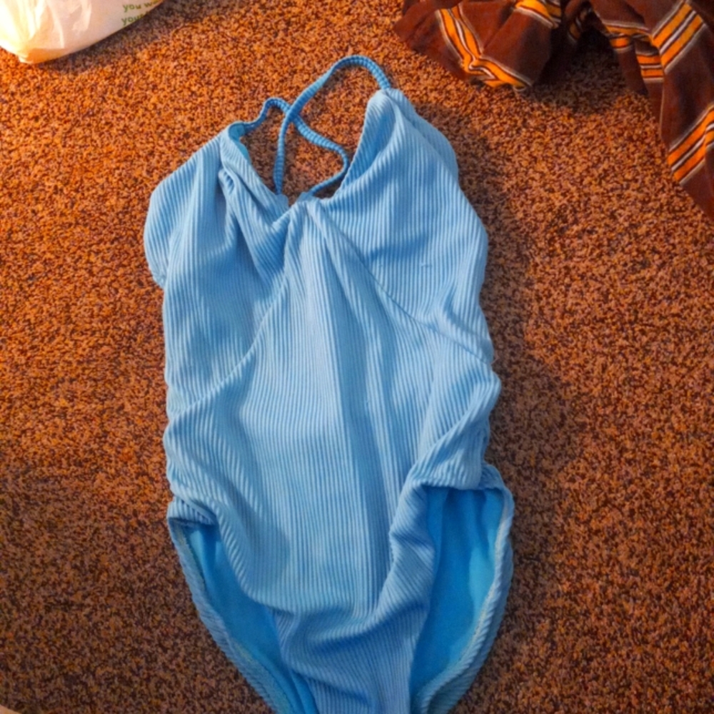 blue swim suit